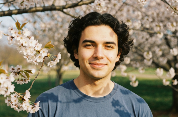 Gałąź drzewa czereśniowego z dojrzałymi czerwonymi czereśniami i zielonymi liśćmi na rozmytym tle